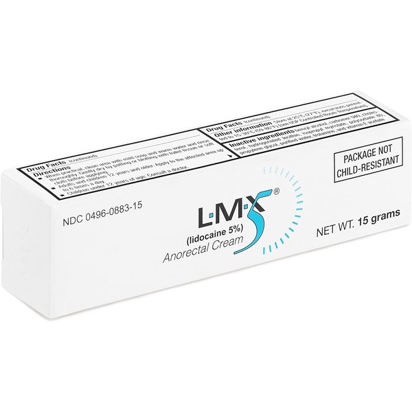 LMX5 Lidocaine Pain Relief Cream, 15g Tube – Topical, Fast Acting, Long Lasting use for Cuts, Scraps, Sunburn, Bites