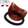 Camila Paris CP2968 French Hair Ponytail Holders Ties, Oval, Handmade, Red, Strong Hold Grip Elastic Band Hair Clips for Women, No Slip Soft Flexible Styling Girls Hair Accessories, Made in France