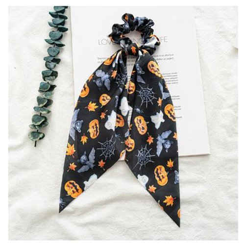 Halloween Scrunchies Pumpkin Ponytail Holder for Halloween Costumes for Women Cosplay Costume Halloween Hair Ties No Damage with Ribbon Bow Elastic Hair Bands Halloween Hair Accessories for Women