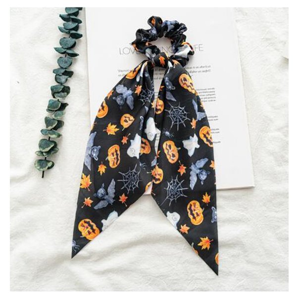 Halloween Scrunchies Pumpkin Ponytail Holder for Halloween Costumes for Women Cosplay Costume Halloween Hair Ties No Damage with Ribbon Bow Elastic Hair Bands Halloween Hair Accessories for Women