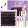FEEGO Lash Extension Kit 200D Fluffy 10-20MM D Curl Lash Clusters Eyelash 160pcs Extension Kit Individual Lashes with Lash Bond and Seal Lash Remover Lash Applicator Brush