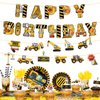 Jspupifip 194 Pcs Construction Birthday Party Supplies,Dump Truck Party Decor with Cake Toppers Banner Tablecloth Plates Straw Cups Napkins Transportation 20 Kit for Kids Boys Birthday Party Supplies