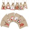 STEFORD Christmas Burlap Drawstring Gift Bags,24 PCS Christmas Jute Linen Burlap Gift Treat Candy Bags for Xmas Party Favors Supplies