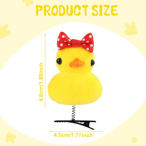 9pcs Yellow Duck Hair Clips, Cute Duck Hairpins Soft Cartoon Plush Duck Hair Barrettes Hair Accessories for Festive Atmosphere Decoration (Random Color Bow)