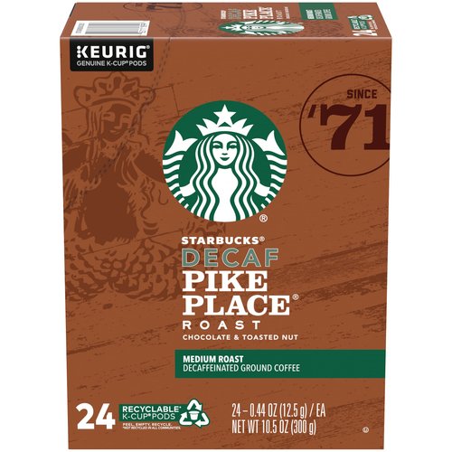 Starbucks Decaf Coffee K-Cup Pods, Pike Place, 24 CT (Pack of 2)