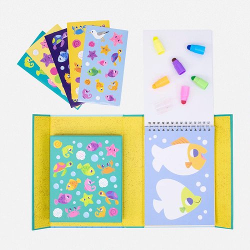 Tiger Tribe Coloring Set - Beach - Take Along Travel Art Kit - All Supplies Included - Easy Clean Up and Storage - Ages 3+ - 60640