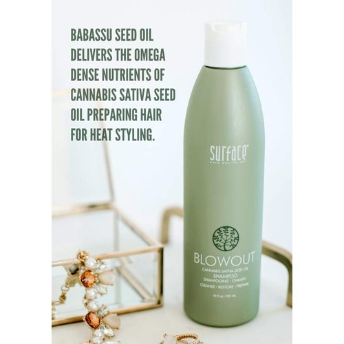 Surface Hair Blowout Shampoo for Women and Men, Organic Conditioner and Heat Resistant Hair Style Protector with Babassu Oil 10 FL. Oz.