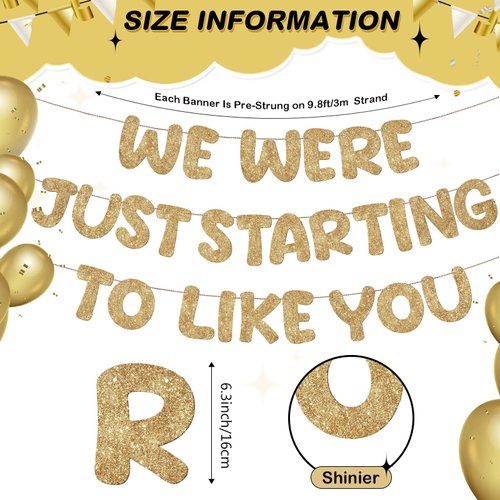 Fulmoon We Were Just Starting To Like You Banner, Going Away Party Decorations Retirement Banner Farewell Party Decorations Goodbye Party Decorations Moving Party Supplies and Gifts (Champagne Gold)
