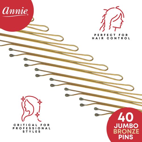 annie jumbo bob hair pins 40 counts roller pin Brown roller pins