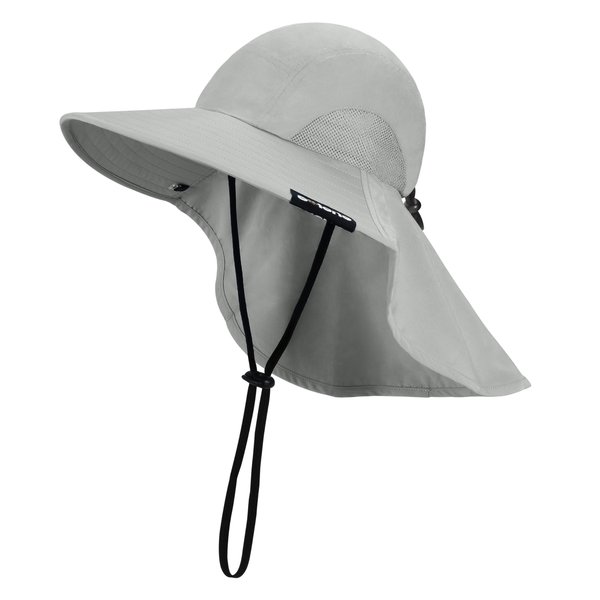 Solaris Sun Hat with Neck Flap, UPF 50 Sun Protection Lightweight Sun Cap for Men Women, Wide Brim Hat for Fishing Hiking Beach Safari, Gray