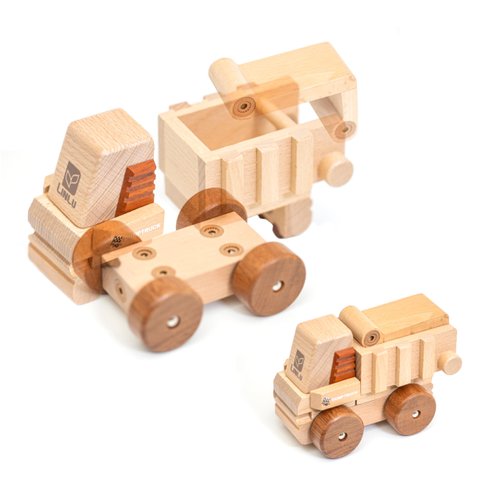 Magnetic Wooden Car Detachable Toy, Vehicle Model Assembly Toy with Magnet, Hand Push Car Toys for 1+ Year Old for Christmas Birthday Party Car Theme(Dumptruck)