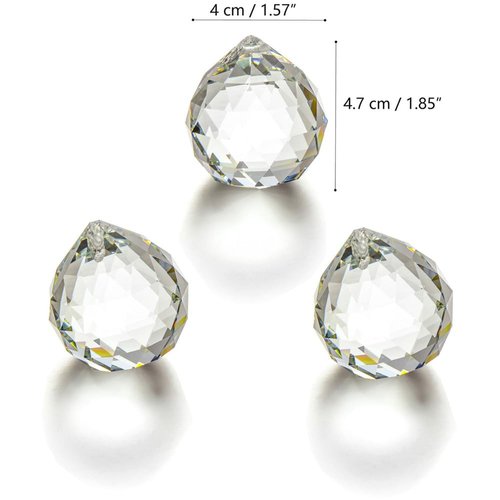 JIHUI Clear Glass Crystal Ball Prism Pendant Suncatcher 40mm