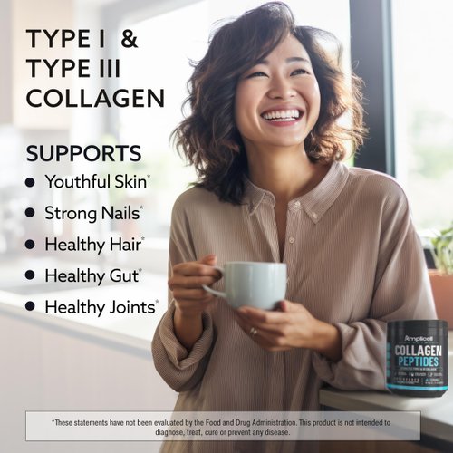 AMPLICELL Collagen Peptides Powder - Collagen for Women & Men - Type 1 & 3 Multi Collagen Protein Powder Unflavored - Hydrolyzed Collagen Supplements for Skin, Hair & Nails - 41 Servings