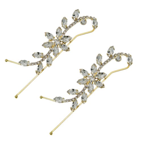 2Pieces Sparkly Crystal Hair Clips, Metal Rhinestones Hair Clips, Handmade Hair Barrettes, Elegan...