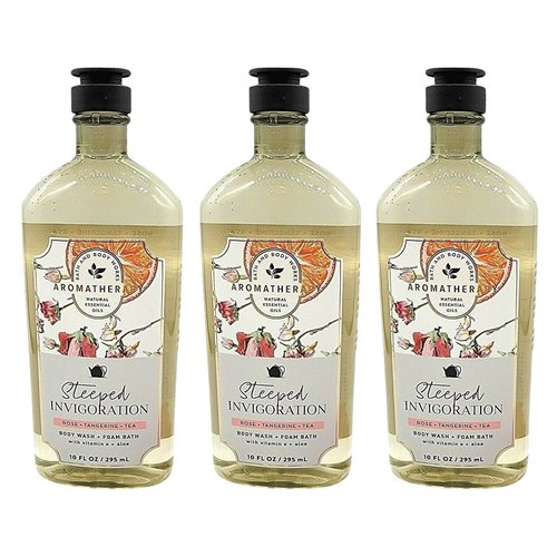 Bath & Body Works Aromatherapy Rose Tangerine Tea Body Wash & Foam Bath, Gift Sets 10 fl oz per Bottle (3 Pack) (Rose Tangerine Tea)