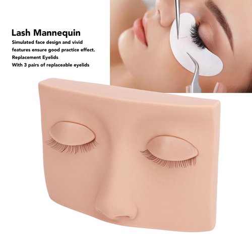 Lash Mannequin Head, Removable Silicone Replacement Eyelash Mannequin Head, Lash Extension Training Practice Head Eye Lash Extension for Lash Practice Makeup Eyelash Extensions ()