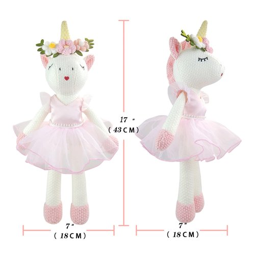JUSTQUNSEEN Unicorn Stuffed Animals Plush Ballerina Baby Doll, Unicorn Toys for Girls Age 4-6, Stuffed Animals for Girls 4 Year Old Girl Birthday Gifts Unicorn Decorations for Girls Toys 4-5(Pink)