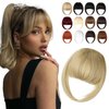 Cephermer Clip in Bangs, Synthetic French Bangs Hair Clip, Fake Bangs Fringe with Temples Hairpieces for Women Natural Curved Bangs Clip in Hair Extensions for Daily Wear Wintergreen