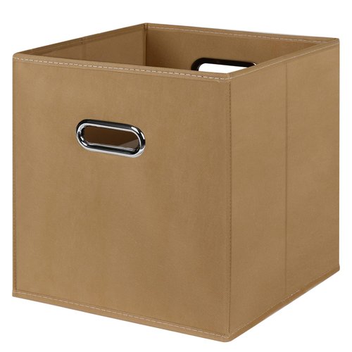 HEAYEEG Black Foldable Storage Cubes Bins , Fabric Storage Box Cubes Organizer Baskets with Dual Handles for Home Organizer (Khaki)