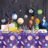4 Pack Space Tablecloth Galaxy Table Cloth Rocket Astronaut Table Cover Space Planet Tablecover First Trip Around The Sun Decorations Space Themed Party Supplies Outer Space Party Decor 86 x 51 Inch