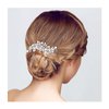EVER FAITH Women's Clear Crystal Ivory Color Simulated Pearl Flower Leaf Bridal Banquet Hair Comb Silver-Tone