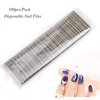 100 Pcs Mini Nail Files Bulk, Mwoot Disposable Double Sided Emery Board 180/240 Grit, Fingernail Nail File Buffer Set Manicure Tool for Natural Acrylic Fake Nails Home and Salon Use (Black)