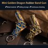 2pcs mini gold dragon rubber band gun Metal folding keychain New and interesting ideas Rubber band toy gun outdoors party gift