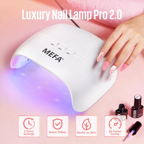 MEFA UV Nail Lamp, 72W UV Light for Gel Nails with 21pcs Lamp Beads, 3 Timers UV Dryer for Gel Nail Polish Polygel Fast Curing, LED Nail Lamp Professional UV Light for Home Salon Nail Tools