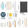 KACOLA Pottery Tool Kit, 17pcs Polymer Clay Tools, Modeling Clay Sculpting Tools Kit, Ceramics Tools, Trimming, Embossing Pattern, Smooth Wooden Handles
