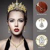 Hicarer 3 Pieces Baroque Queen Crown Set, Tiara Earrings Necklace Crystal Headband Tiaras and Crowns for Women Bridal Wedding Jewelry Halloween Prom Birthday Party Hair Costume Accessories (Gold)