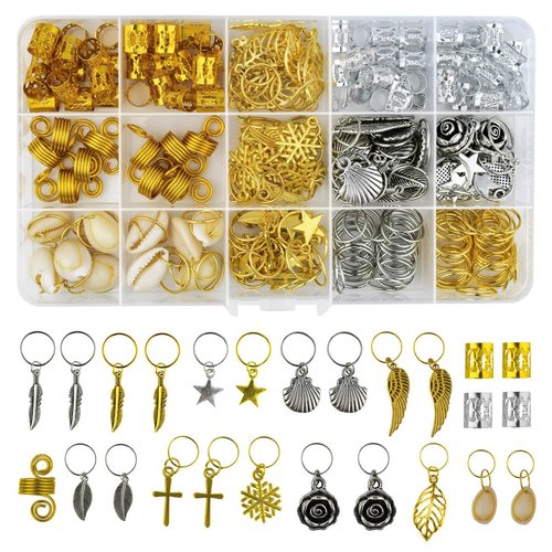 220Pcs Hair Beads Jewelry Braid Accessories Hair Clips Dreadlocks Braiding Accessories Braid Cuffs Metal Hair Coils Rings Women Braid Butterfly Hair Jewelry Gold Hair Jewels Pendants Charms Decoration