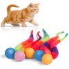 LE TOOTER Bouncy Ball with Tail Cat Toys,5 Packs Rainbow Small Magic Worm with Ball Toy for Cats,Colorful Fuzzy Worm Bouncy Balls Cat Toy