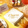Geelin 180 Pieces Cheers Napkins Gold Cocktail Napkins Beverage Paper Napkins Disposable Bar Napkins for Wedding Reception Anniversary Birthday party Decorations, 5 x 5 Inch(50 Years)