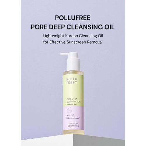 THANKYOU FARMER Pollufree Pore Deep Cleansing Oil - SPF Cleanser, Korean Perilla Herb, Makeup Blackhead Remover, Dermatologist Tested, Korean Oil Cleanser 7.03 fl.oz. 200ml