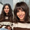 Bangs Hair Clip in Bangs 100% Real Human Hair Extensions Wispy Bangs French Bangs Clip on Air Bangs for Women (A-Brown Black, Wispy Bangs)