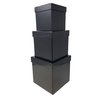 LACrafts 3 Piece Nesting Gift Boxes Black (Square Black Matte)