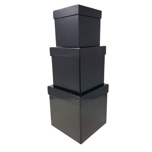 LACrafts 3 Piece Nesting Gift Boxes Black (Square Black Matte)