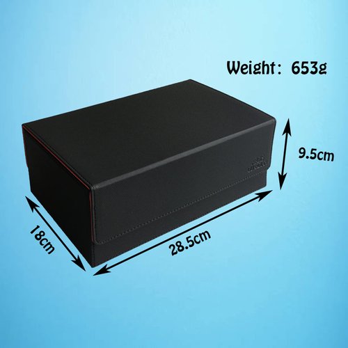 AEGIS GUARDIAN Commander Deck Box Hold 600+ Sleeved Cards, Card Deck Box with 2 Dice Tray Fit for TCG MTG CCG, Holds up to 4 Card Storage Boxes, PU Leather Strong Magnet, Black and Red
