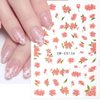 6Sheet Pink Purple Flower Nail Stickers for Nail Art,Cherry Blossom Petal Nail Art Stickers Spring Summer Butterfly Floral Nail Decals for Nail Art Daisy Leaf Nail Sticker Nail Decor Nail Accessories