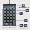 Rottay Number Pad, Mechanical USB Wired Numeric Keypad with Blue LED Backlit 22 Key Numpad for Laptop Desktop Computer PC Black (Blue switches)