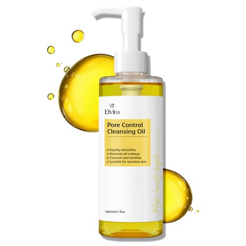 Elvira Pore Control Cleansing Oil, Makeup Remover for Sensitive, Oil Cleanser for Face, Blackhead Removal, Korean Skin care, Hydrating, Fragrance-Free