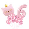 Cat Birthday Decorations, Cat Balloons, Pink 6 Balloon Number, Cat Themed Birthday Party Decorations, 6th Birthday Decorations For Girls