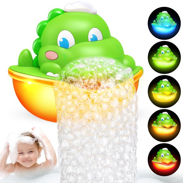 Diyfrety Baby Bath Toys,Light-Up Bath Toys Bath Bubble Machine Automatic Bubble Maker Bath Toys for Kids Ages 1-3 4-8 Toddler Bath Toys Dinosaur Toys for Kids 3-5 for Kids