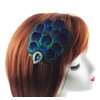 Women Bohemian Peacock Feather Hair Clip Hair Pin Elegant Fascinator Wedding Dance Party Headdress Headwear Hair Accessory Sequined Showgirl Headpiece (Style 6)