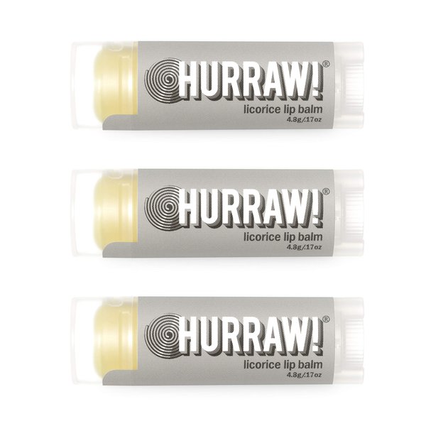 Hurraw! Licorice Lip Balm, 3 Pack: Organic, Certified Vegan, Cruelty and Gluten Free. Non-GMO, 100% Natural Ingredients. Bee, Shea, Soy and Palm Free. Made in USA