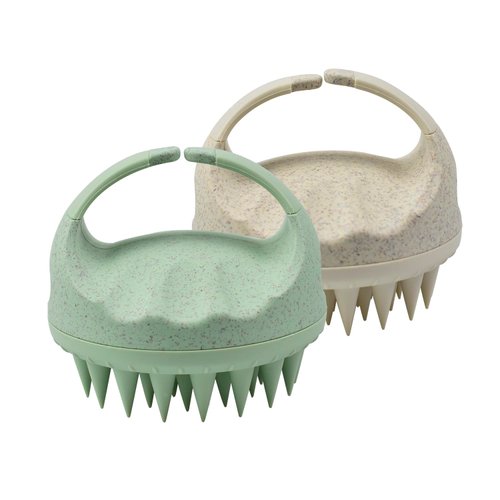 ISCRIO Scalp Massager, 2 Pack Shampoo Brush, Scalp Exfoliator for Dandruff Removal, Scalp Scrubber with Soft Silicone Bristles, Scalp Massager for Hair Growth (Green&Beige)
