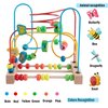 Joqutoys Bead Maze Toy for 1 2 3 Year Old Kids, Wooden Colorful Roller Coaster Circle Toys, Early Educational Toys for Toddlers, First Birthday Gifts for Boys Girls