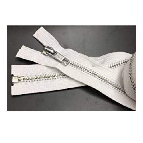 YKK® - Aluminum Metal Tent or Sleeping Bag Zipper (Custom Length) YKK® #5 Medium Weight Separating Color White Made in USA (Length 120 Inches)