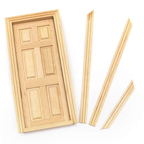 AUEAR, 1:12 Dollhouse Miniature Furniture Unpaint Wooden Doors for DIY Scene Doll Home Furniture Craft (6 Panel)