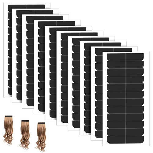 NQEUEPN 240pcs Hair Extension Tape, Hair Replacement Adhesive Tape Double Sided Tape in Extension Tape Hair Extension Tabs Wig Tape Beauty Tools for Hair Extensions (Black)